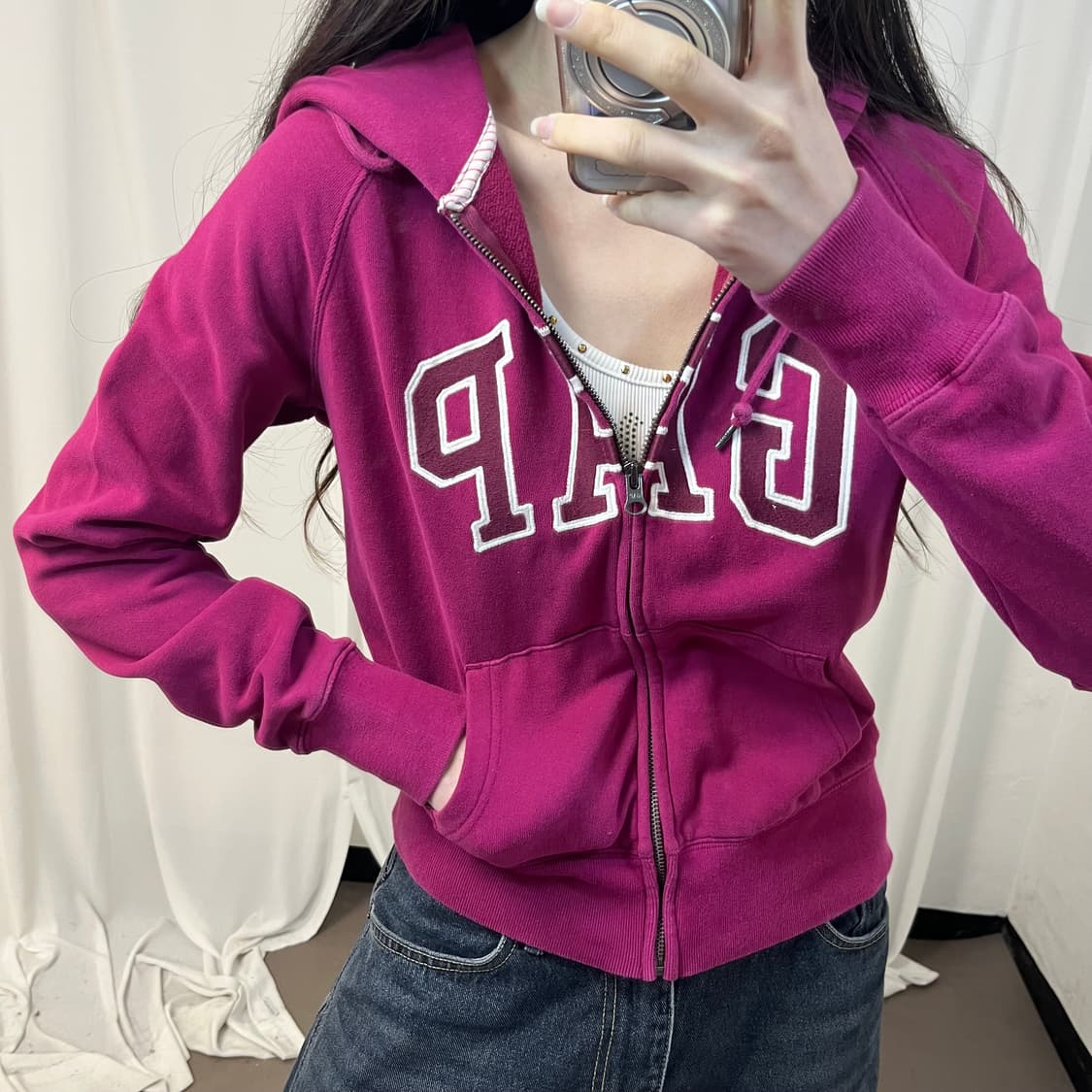 Gap magenta pink zip-up hoodie 상품이미지3