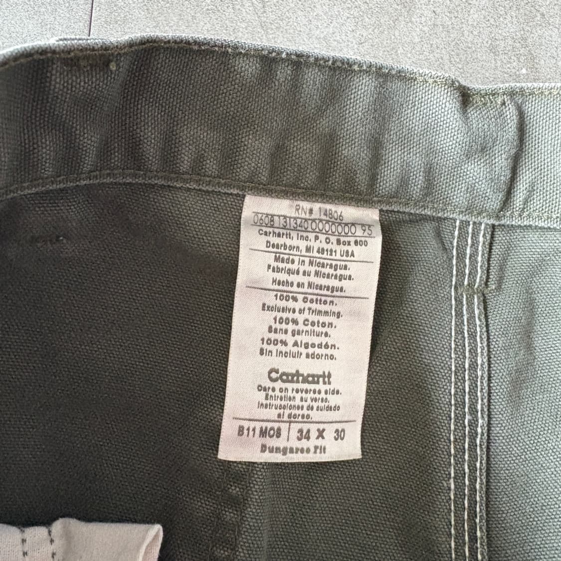 칼하트 정품 오리지널 모스 그린 카펜터 팬츠 상품이미지5