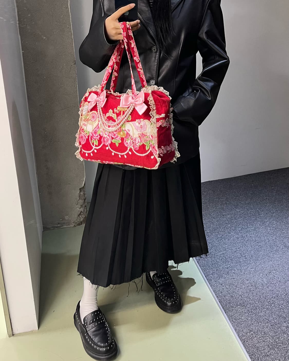 바디라인 펄 리본 백 상품이미지2