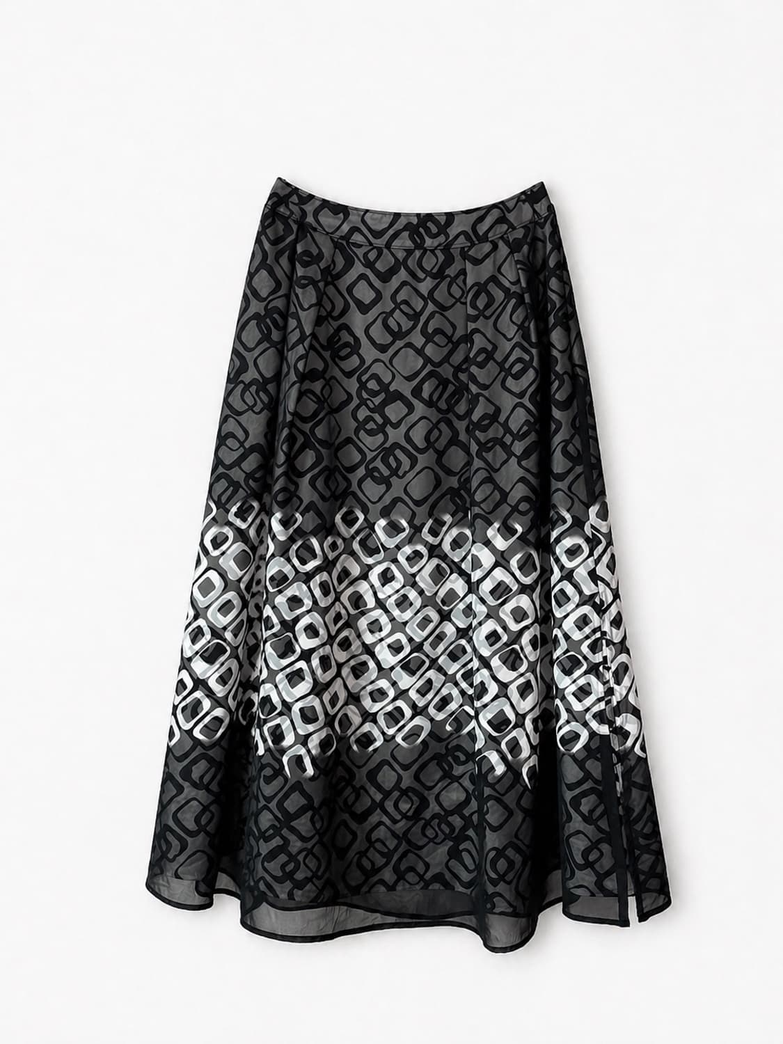빈티지 모노톤 패턴 쉬폰 롱스커트 상품이미지1
