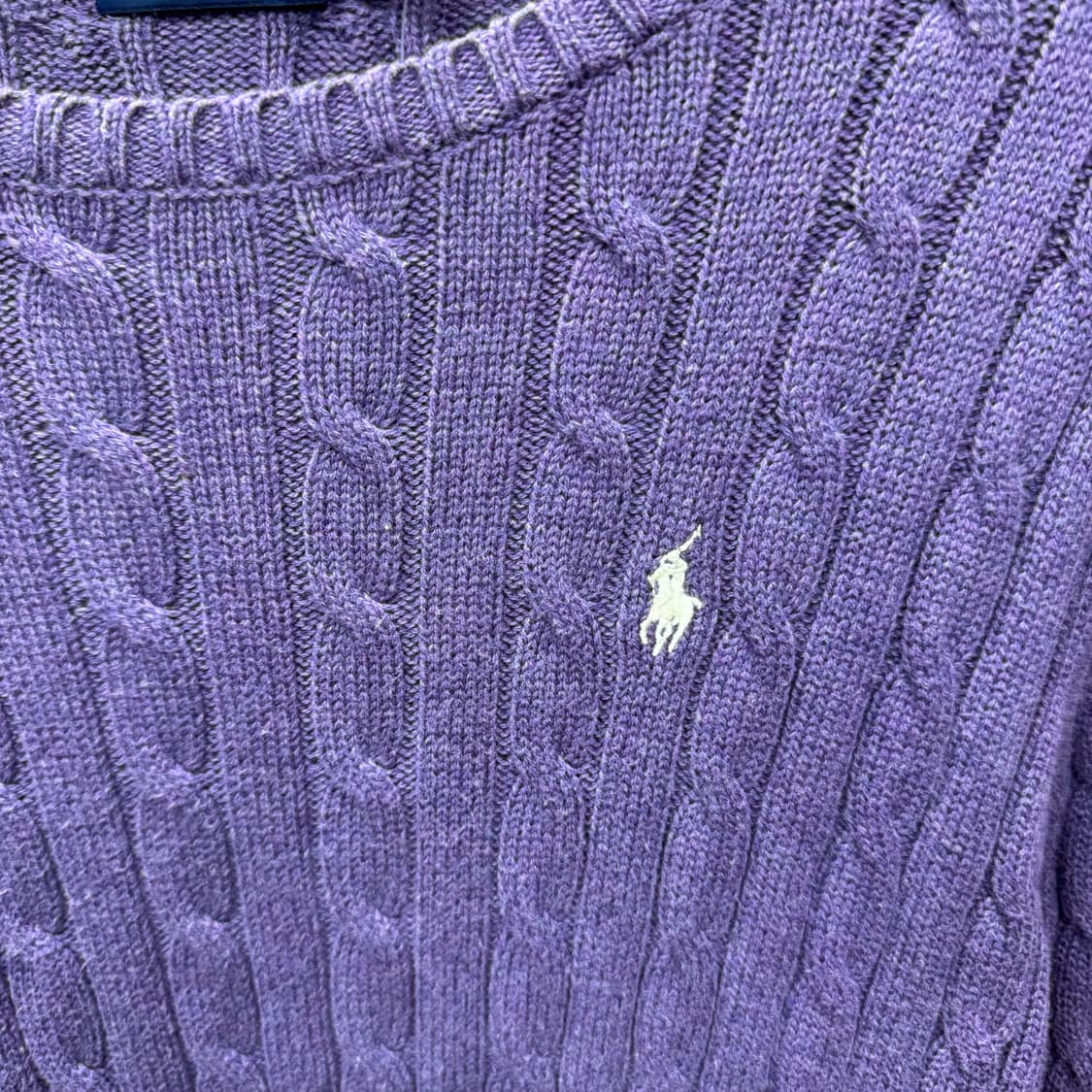 폴로 랄프로렌 케이블 니트 화이트 포니 포인트 퍼플 상품이미지5