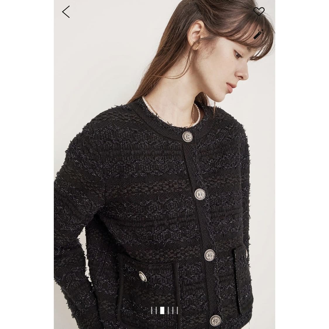 마인 로고 버튼 글리터링 니트 가디건 상품이미지2