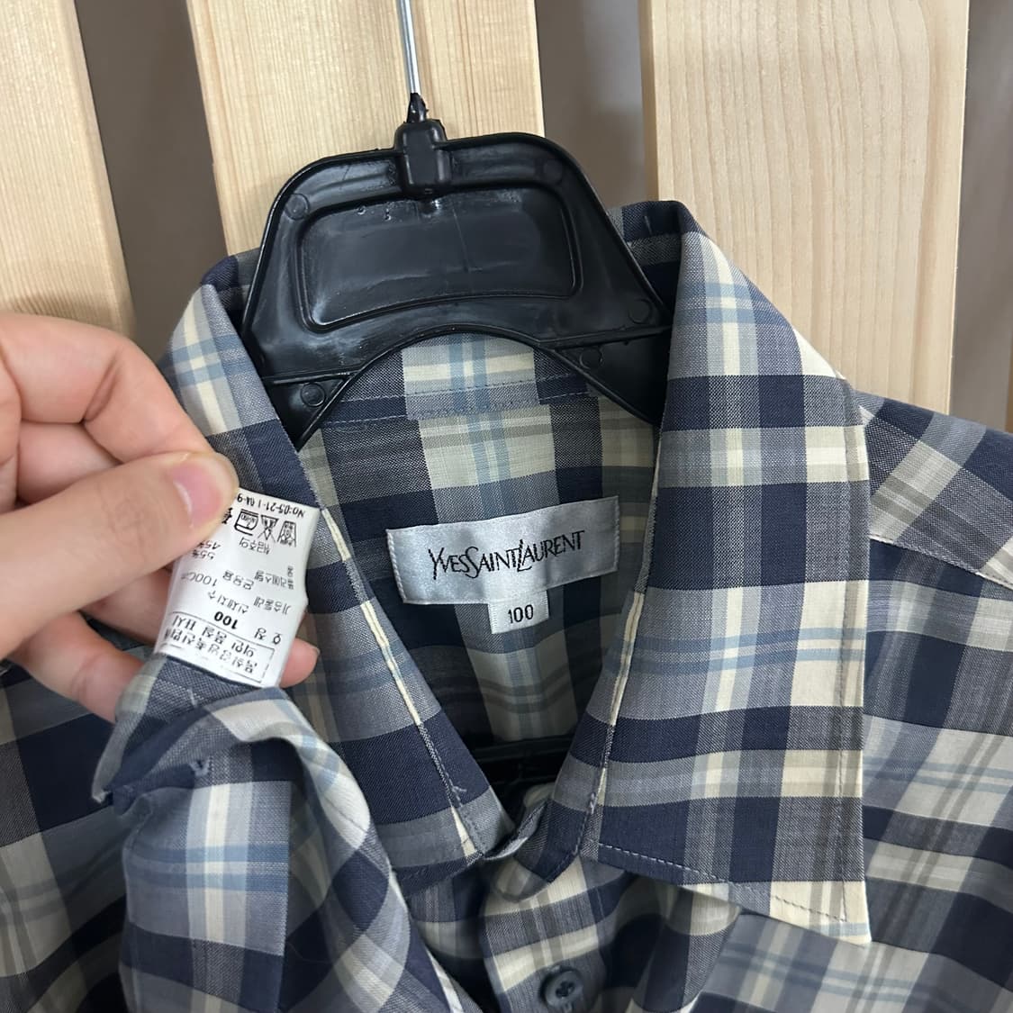 (L) 입생로랑 체크 반팔 셔츠 상품이미지5