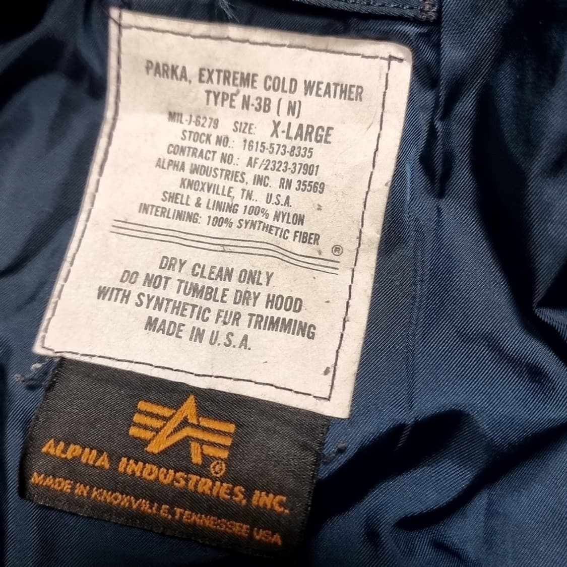 미제 알파인더스트리 N3B 블루 퍼 후드 패딩 코트(XL) 상품이미지8