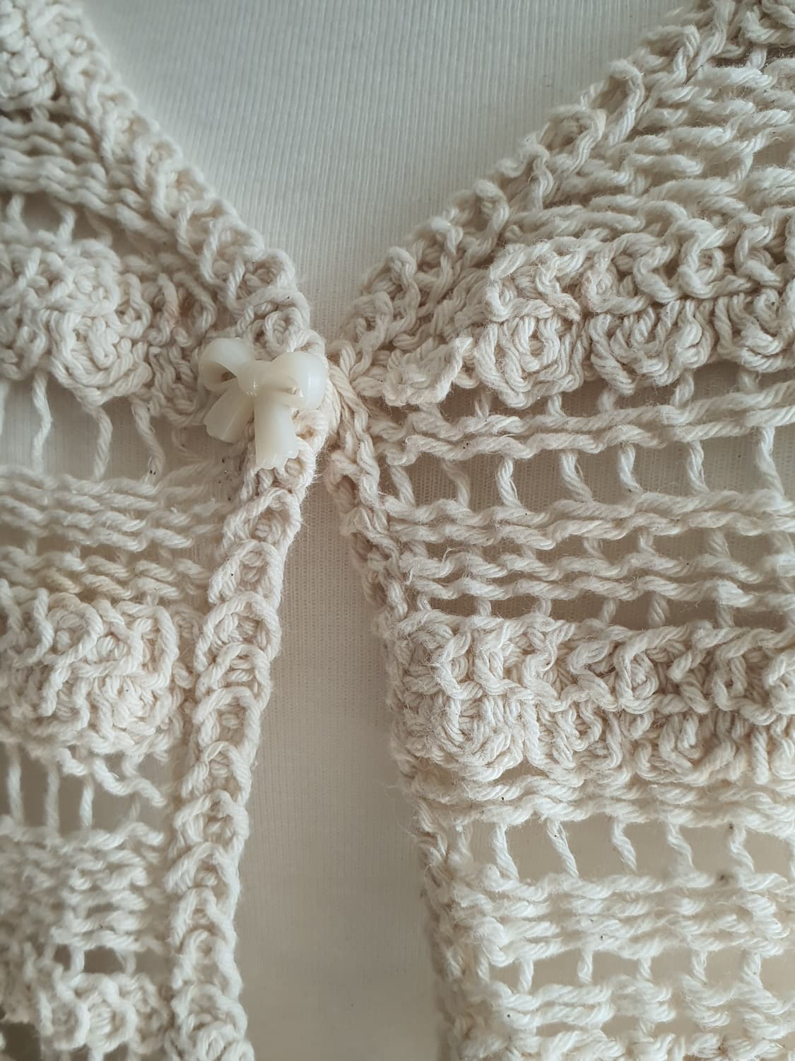 [빈티지] 아이보리색 손뜨개 조끼 플라워 패턴 상품이미지4