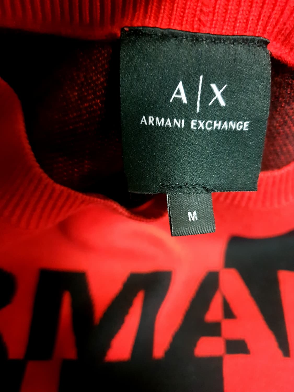 (단종매물) 아르마니 익스체인지 스펠아웃레터링 코튼 니트 레드 (M) 상품이미지3
