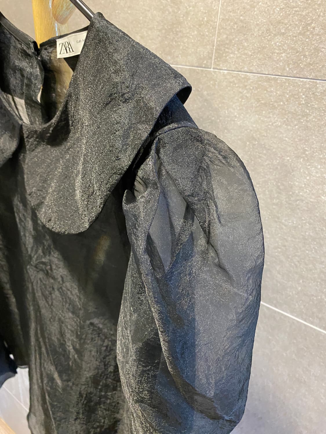 ZARA 자라 오간자 볼륨 시스루 블라우스 상품이미지4