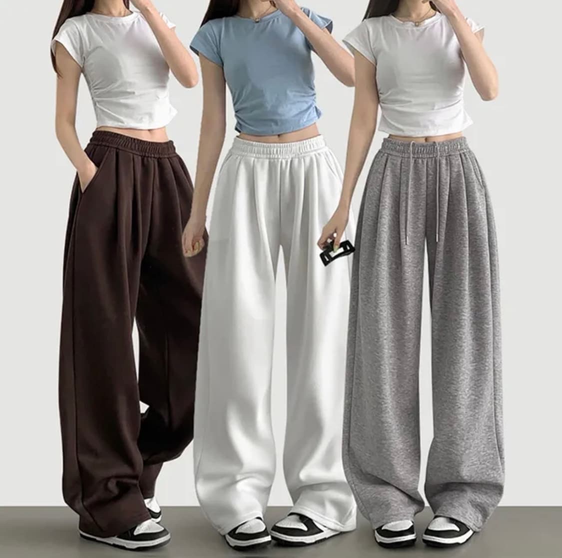 에이블리 와이드 트레이닝 팬츠 브라운  상품이미지1