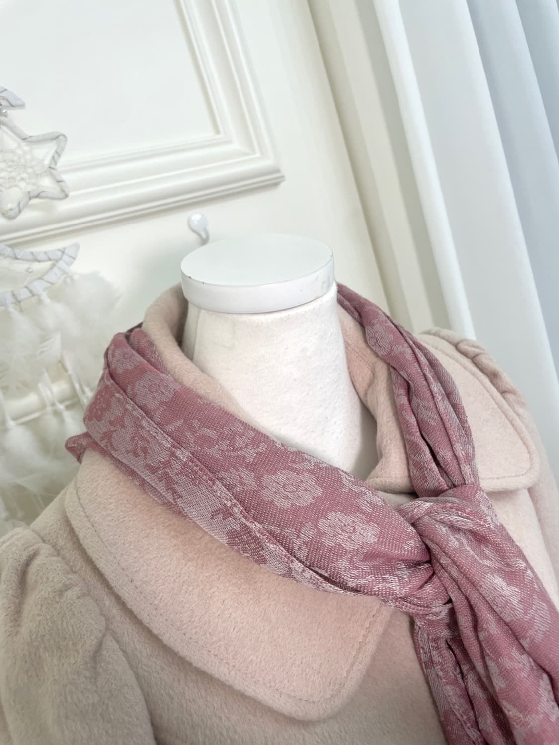 pink lavender flower jacquard scarf 상품이미지6