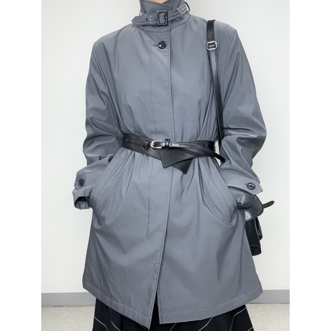 빈티지 그레이 하이넥 코트 점퍼 상품이미지1