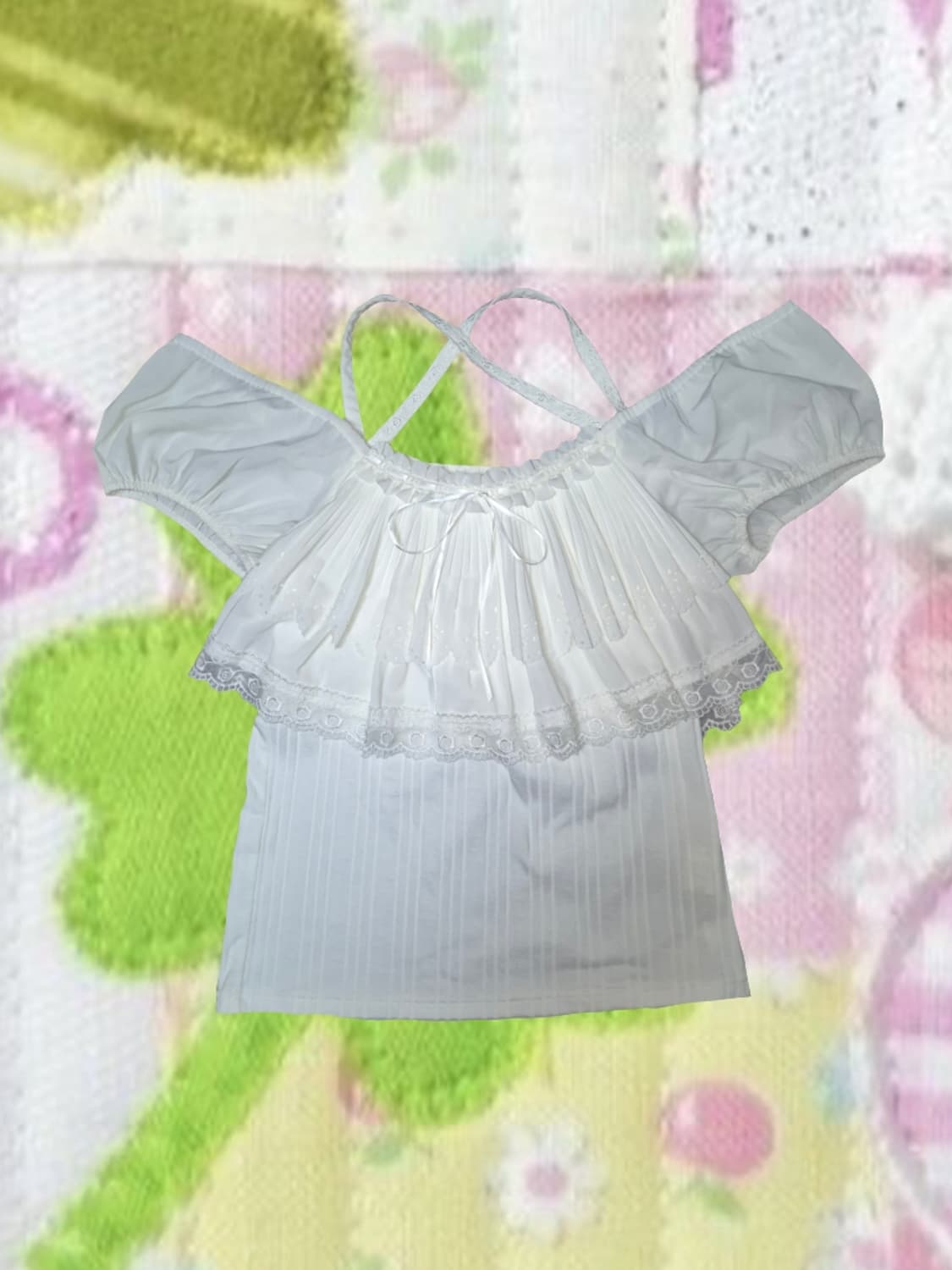 빈티지 모리걸 달빛천사 천사핏 오프숄더 블라우스 레이스 로걀탑 상품이미지4