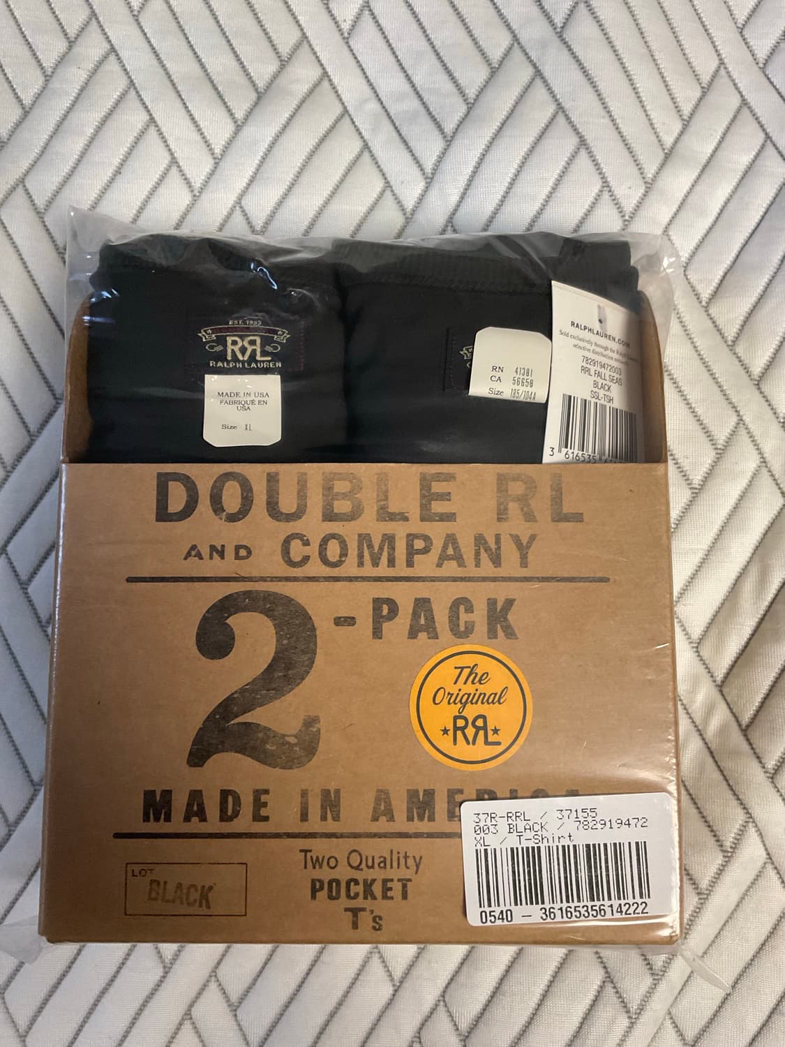 RRL 더블알엘 가먼트 다이 포켓 티셔츠 투팩 블랙 XL 상품이미지1