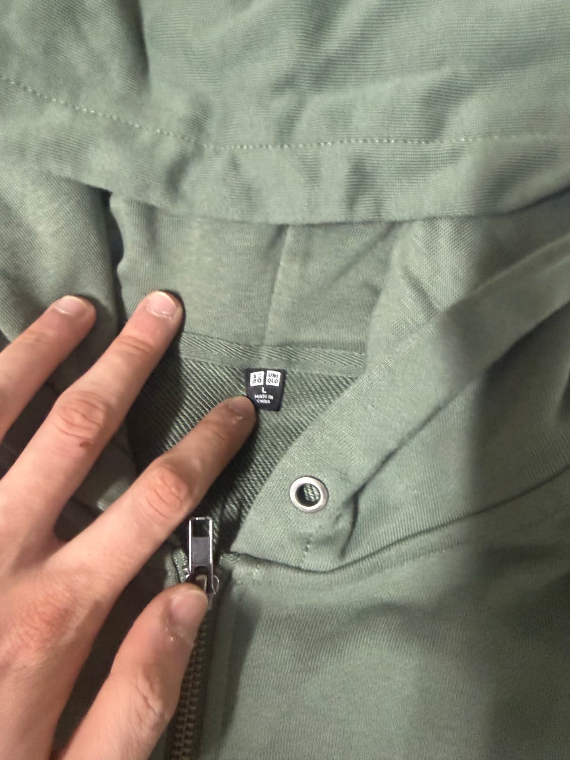 [L] 유니클로 후드 집업 그린 상품이미지2