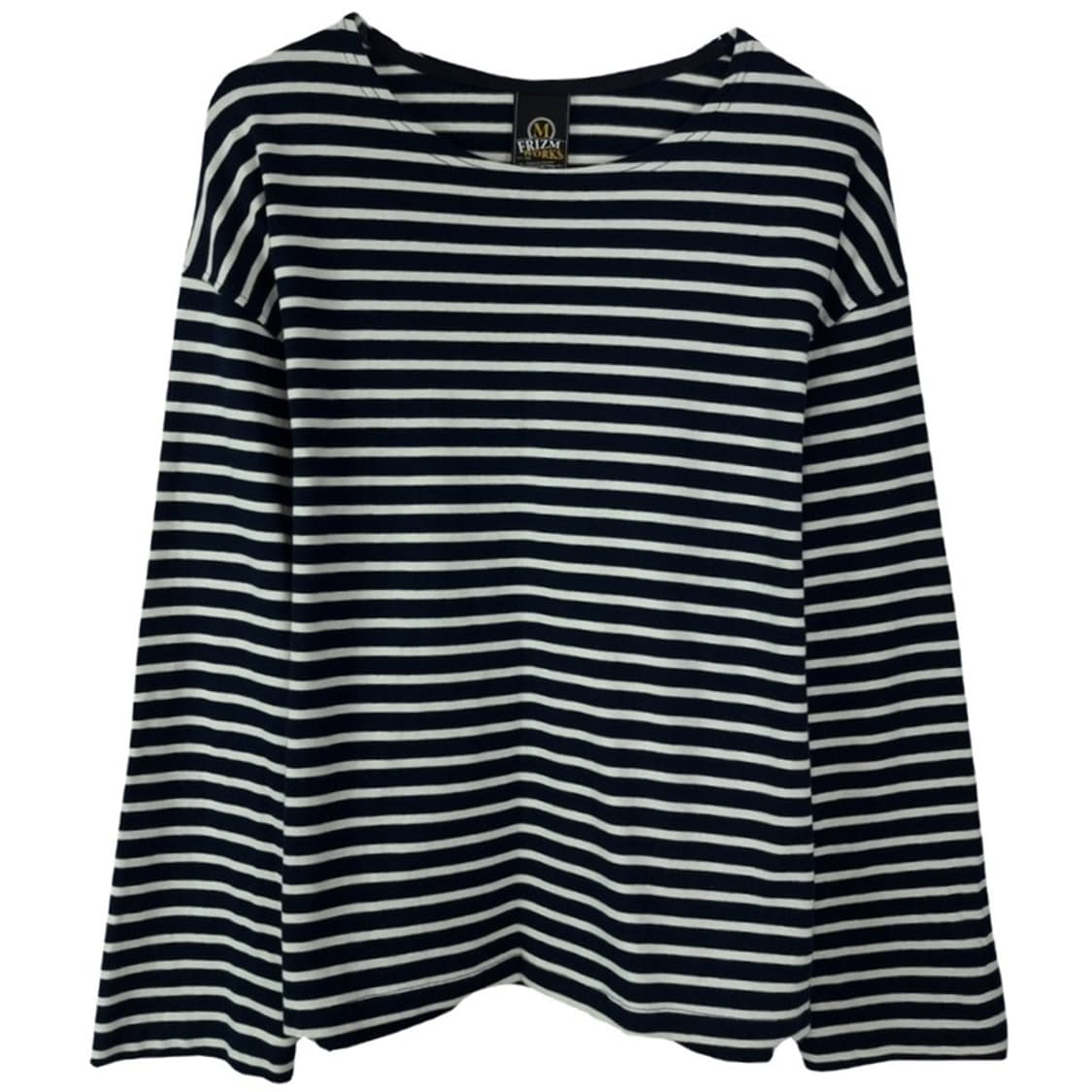 [프리즘웍스] 엘보우 패치 오버핏 보트넥 스트라이프 롱슬리브 M19206 상품이미지2