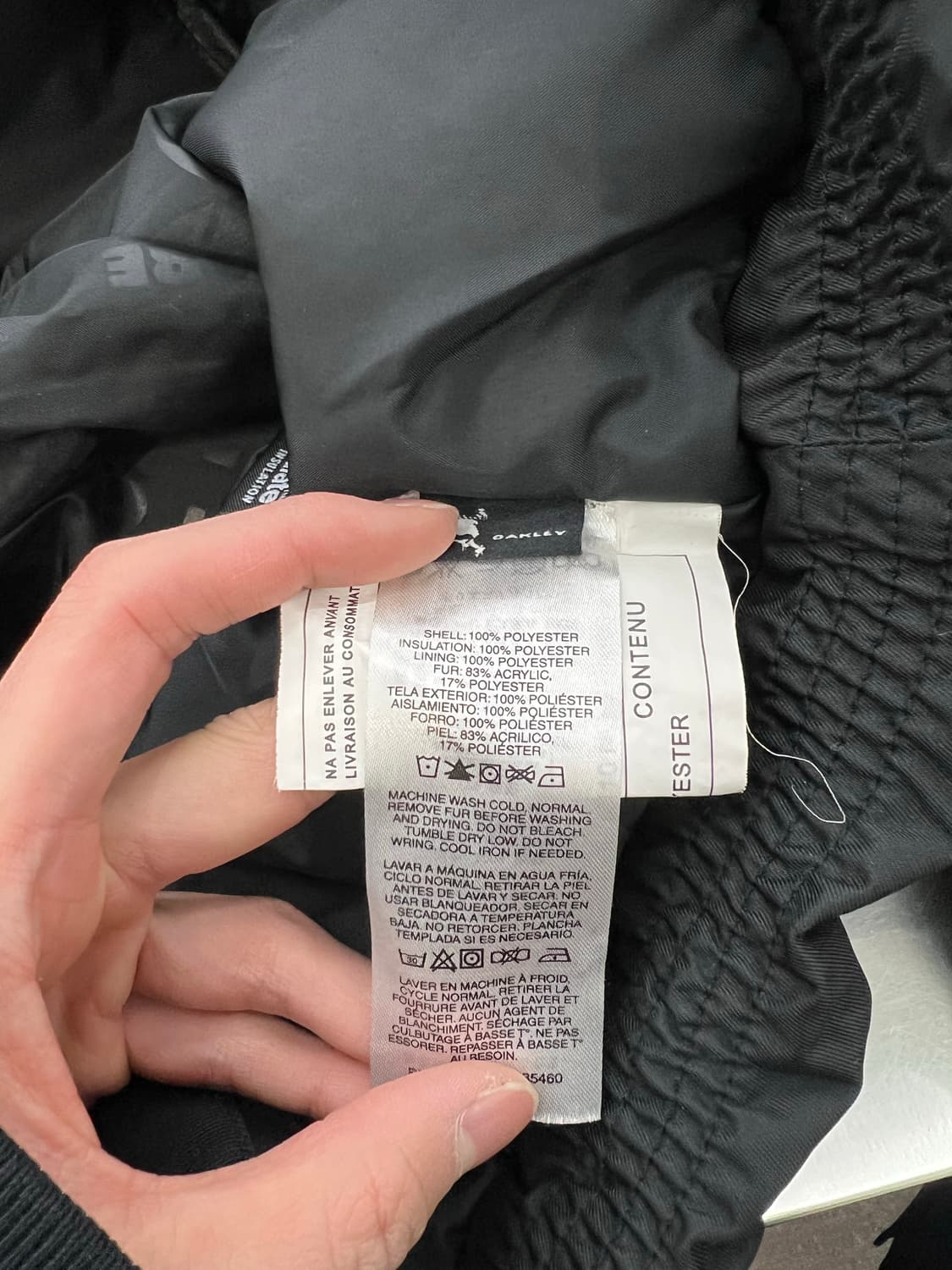 오클리 블랙 로고 퍼 트리밍 폴리에스터 레귤러 자켓 상품이미지8