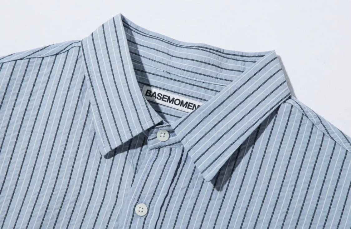 베이스모먼트 리조트 스트라이프 셔츠 스카이 블루(L) 상품이미지3