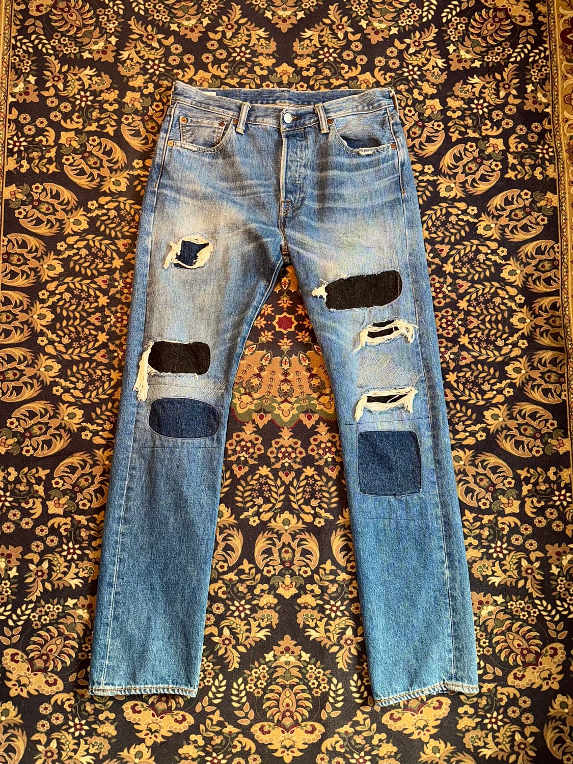 리바이스 501 데미지 리페어 패치워크 데님 상품이미지1