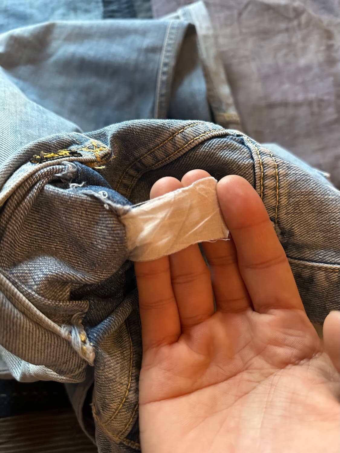 70s USA LEE 빈티지 리 하프 셀비지 데님 팬츠 상품이미지10