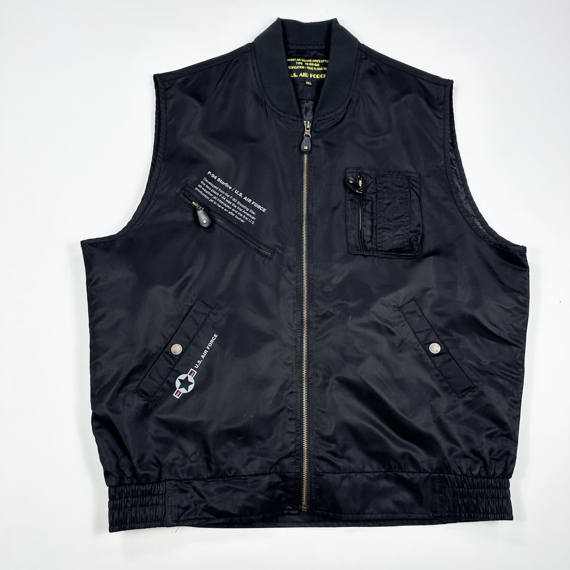 VTG 빈티지 US 미공군 복각 항공점퍼 조끼 블랙 3XL 상품이미지1