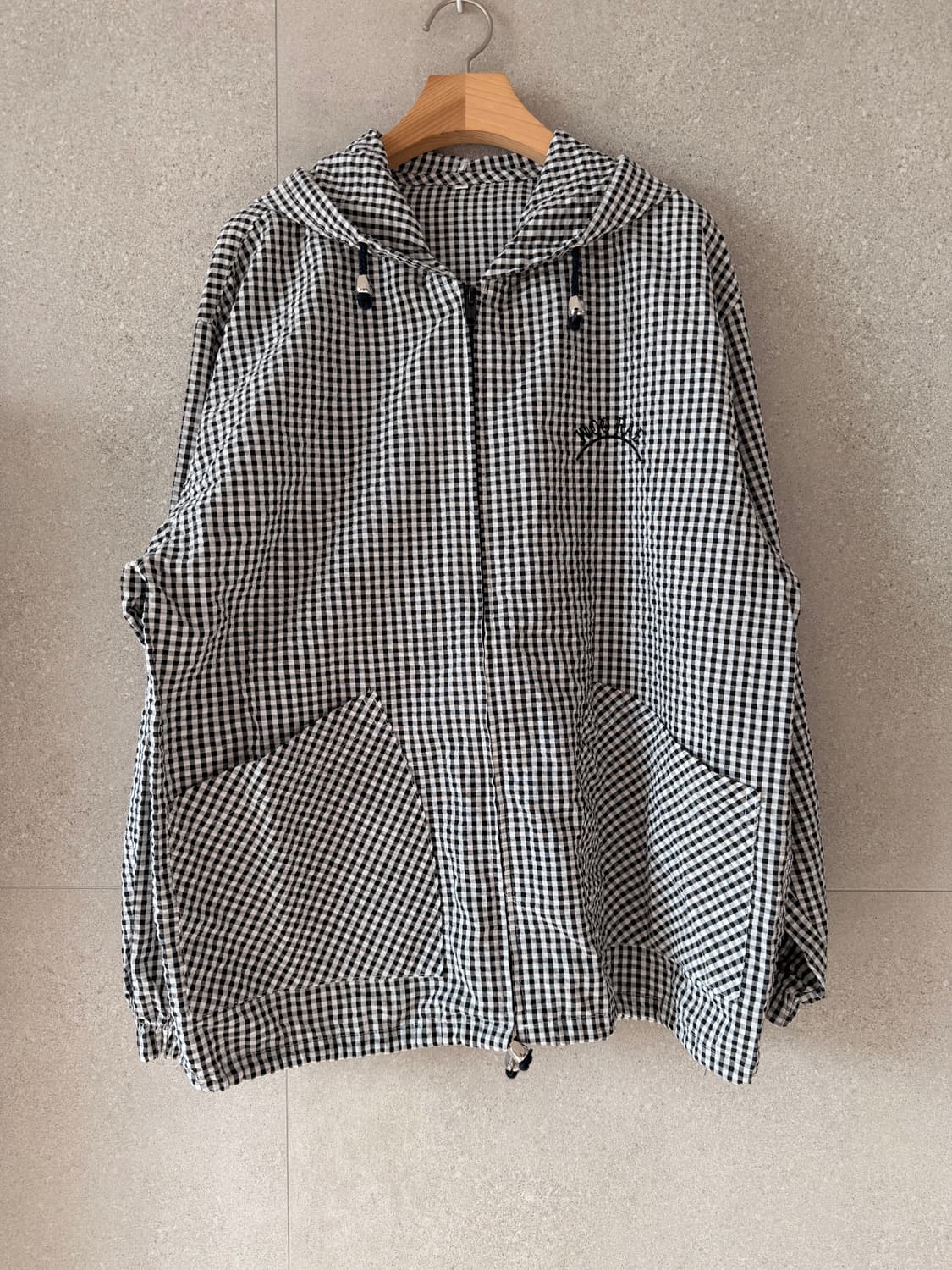 깅엄 후드 집업 오버핏 xl 상품이미지1