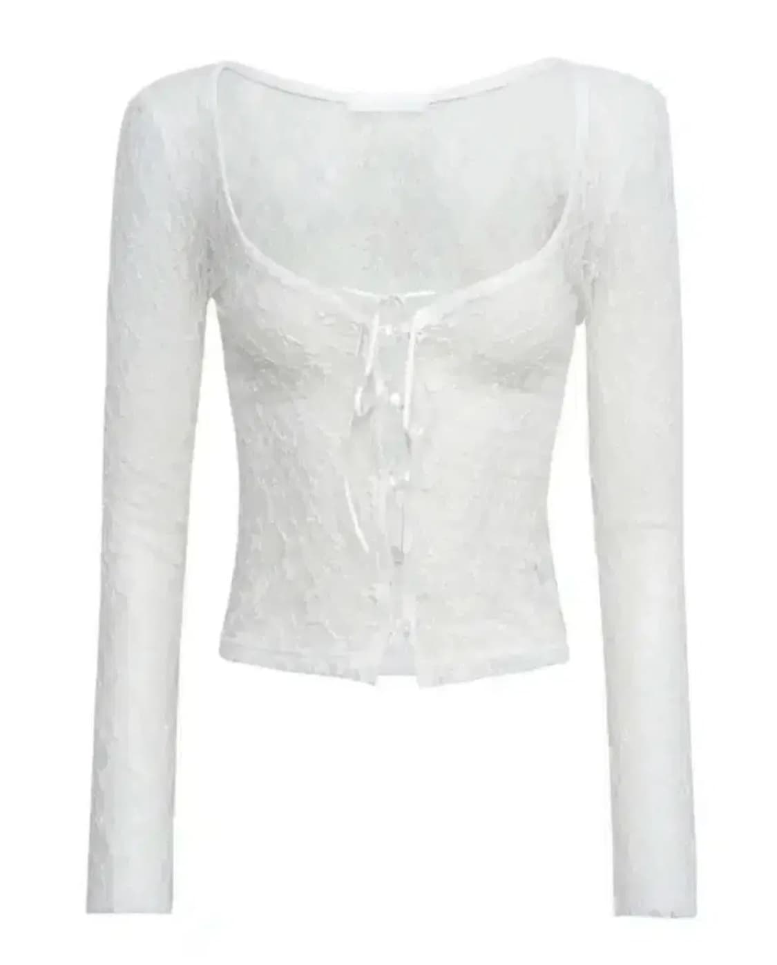 쓰리타임즈 로맨틱 레이스 가디건 화이트 상품이미지1