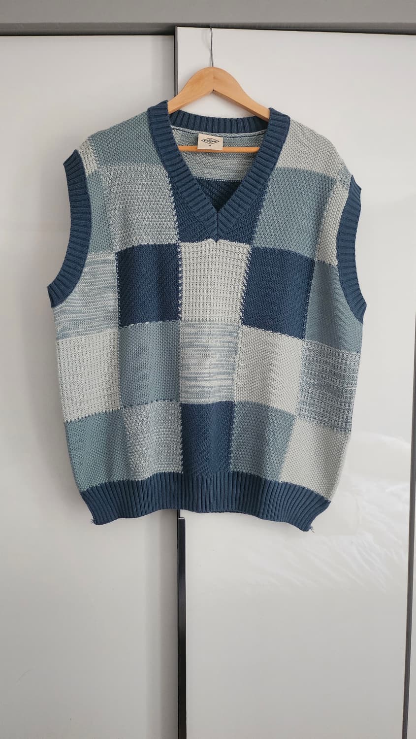 제네럴 아이디어 패치워크 니트조끼 M 상품이미지1