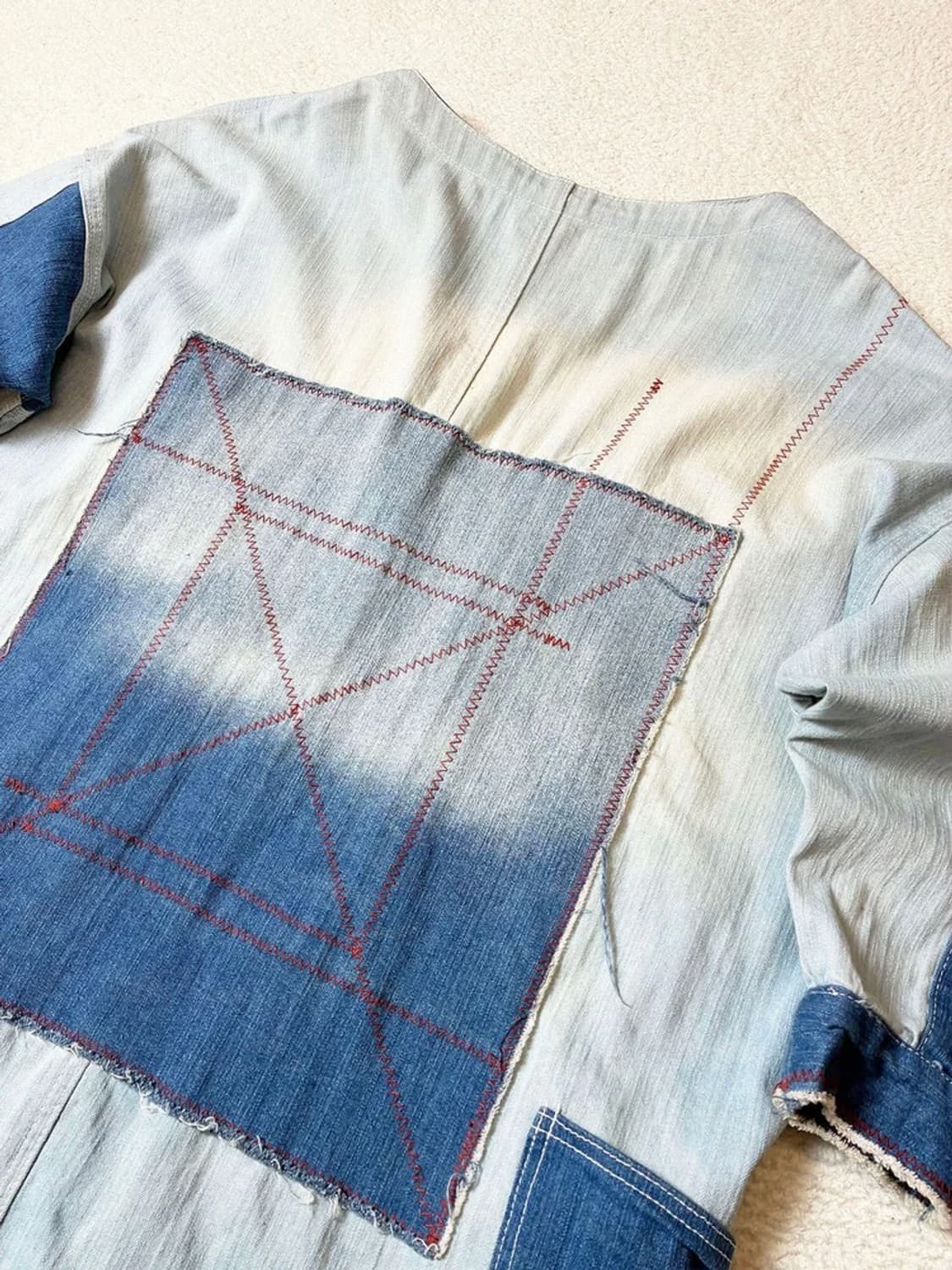 Selected 피그먼트 데님 패치 워크 코트 PN7207 상품이미지6