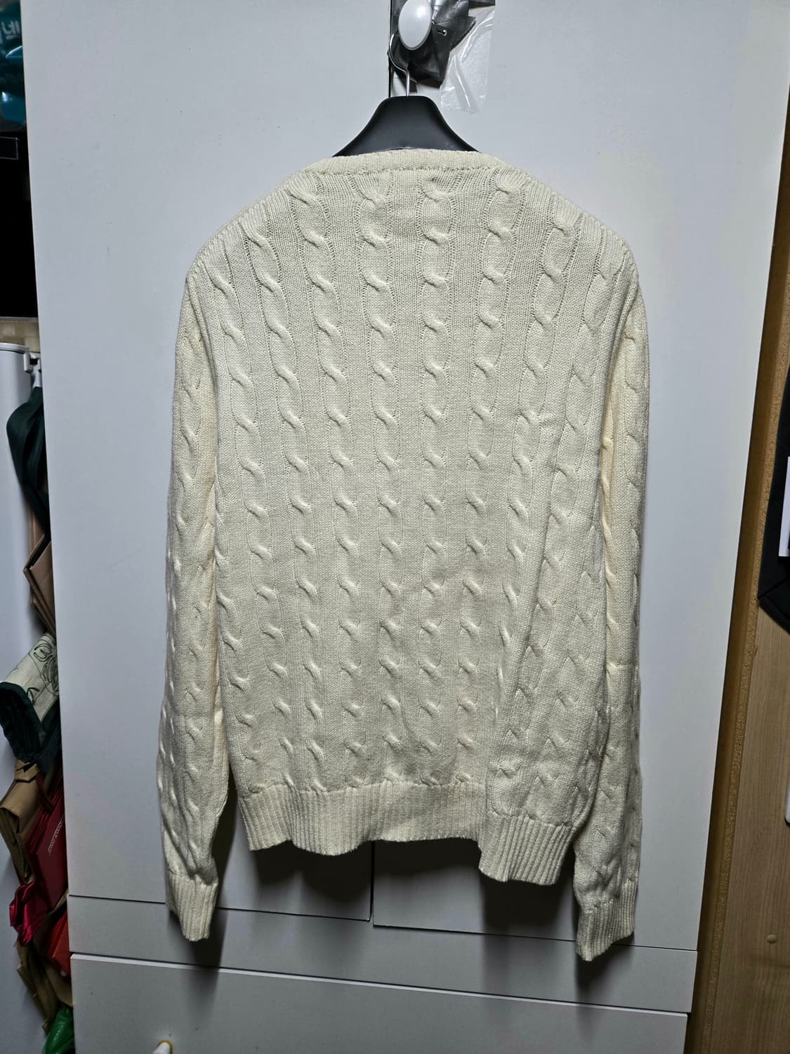 폴로 울캐시미어 케이블 니트 스웨터 XL. 아이보리 크림 105 110 상품이미지4