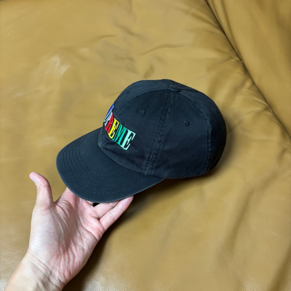 Supreme 슈프림 멀티 컬러 로고 블랙 6패널 볼캡 모자 Black 상품이미지4