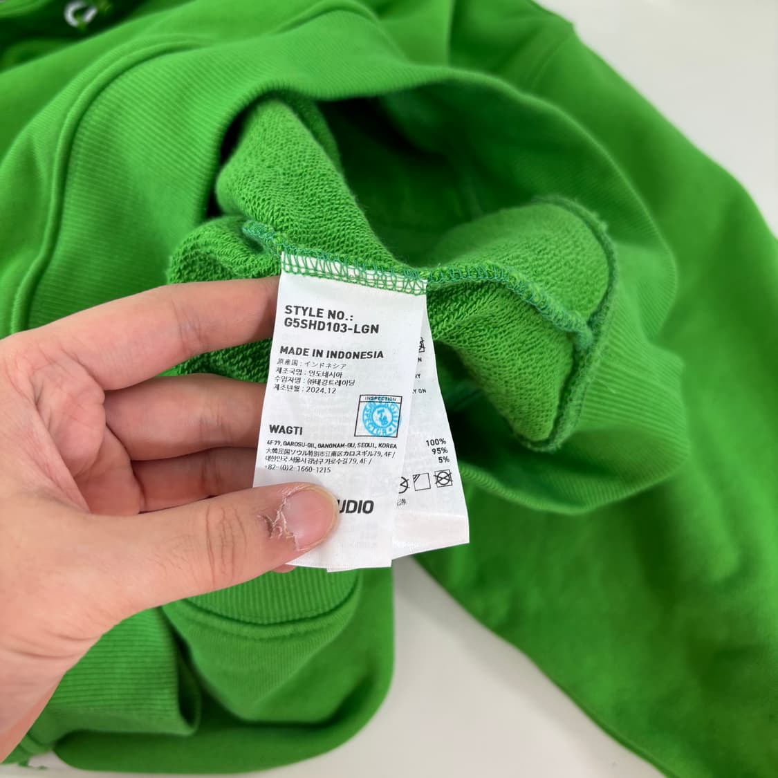 L-XL 골스튜디오 연두 오버핏 스웻코튼 후드티 상품이미지6