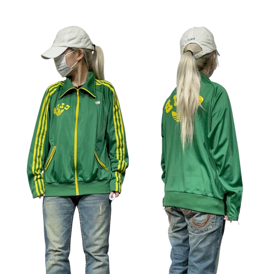 00s 아디다스 클럽 빅 로고 그린 옐로우 삼선 트랙탑 져지 100 상품이미지1
