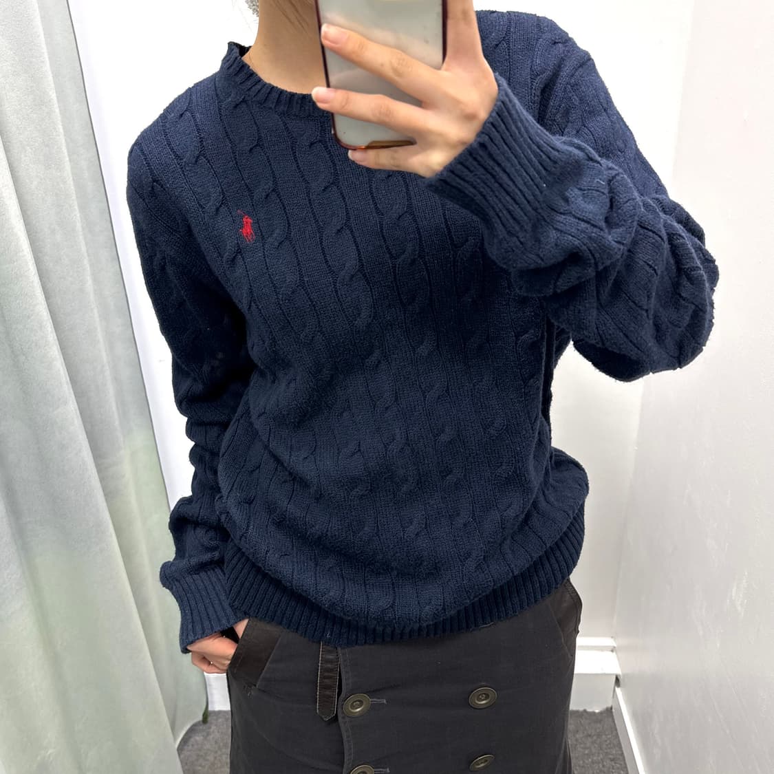 폴로 네이비 꽈베기 니트 상품이미지1