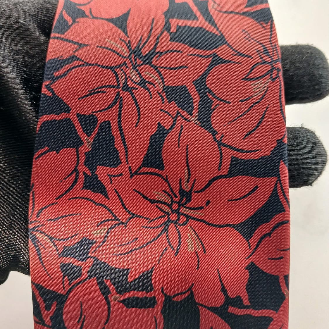 발렌티노 실크 레드 플로럴 슬림 넥타이 7.8cm A등급 A18386
 상품이미지7