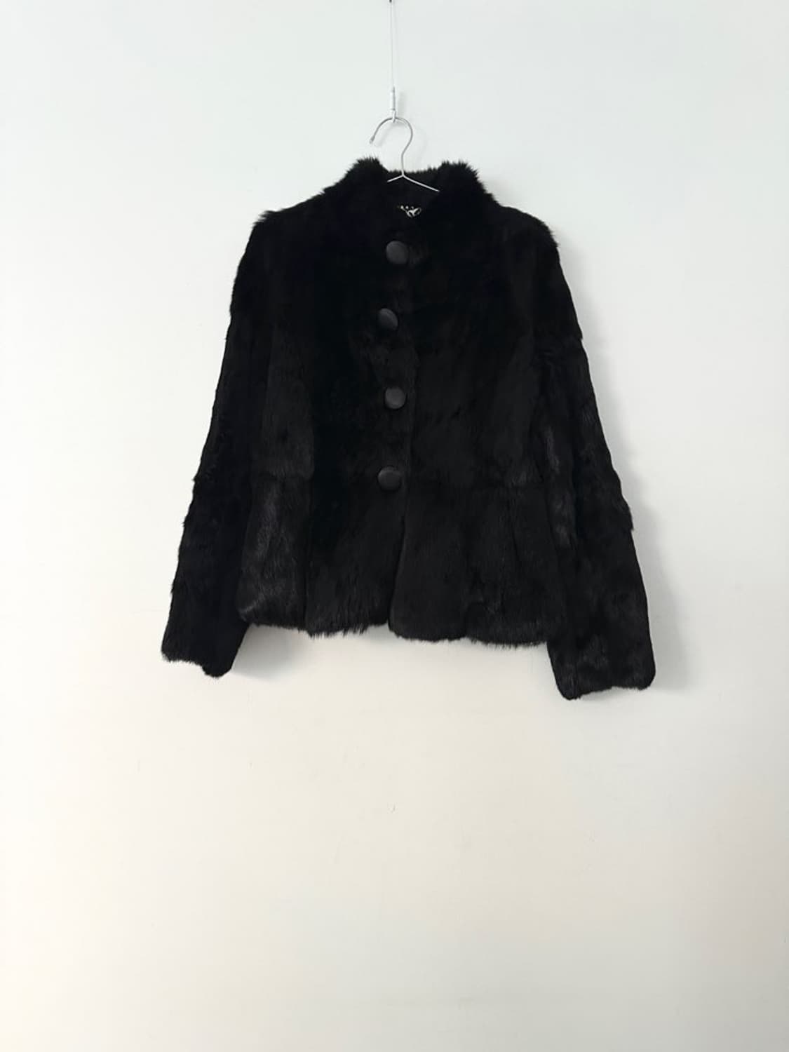 Big button rabbit fur jacket / black 상품이미지2