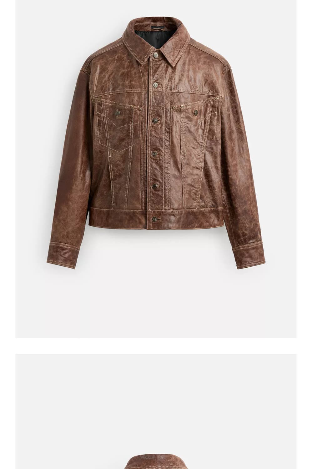 L사이즈 자라 워싱 레더 자켓 브라운 상품이미지1