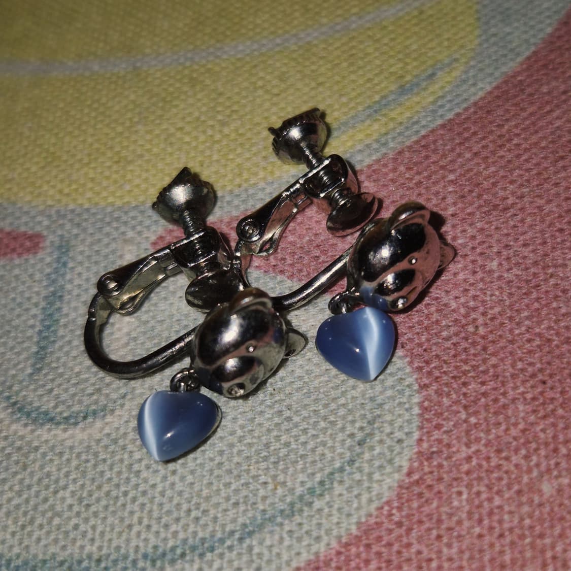 90s 꾸레쥬 테디베어 하트 캣츠아이 이어클립 상품이미지6