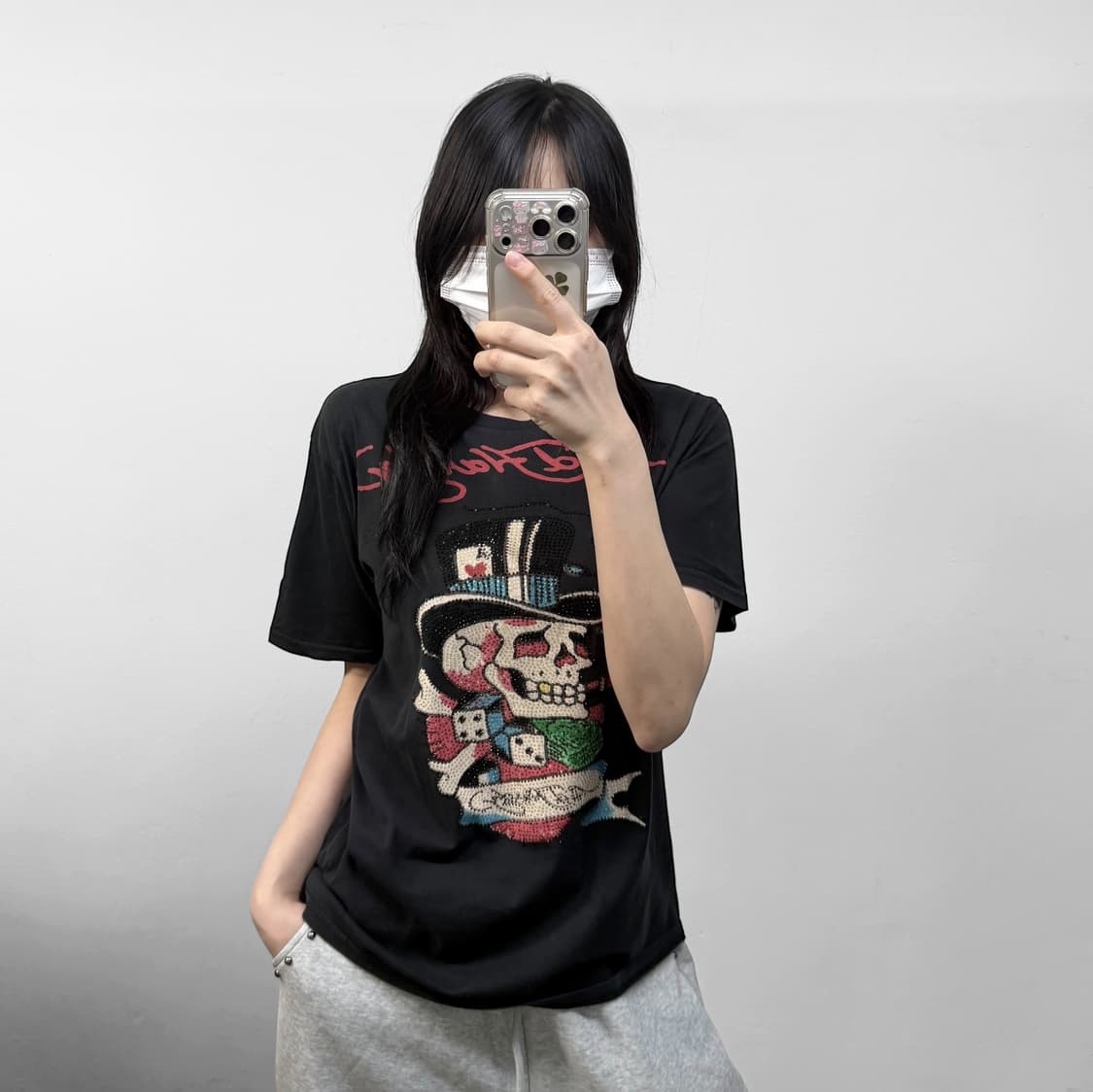 에드하디 펑크 다이스 스컬 반팔티 블랙 상품이미지1