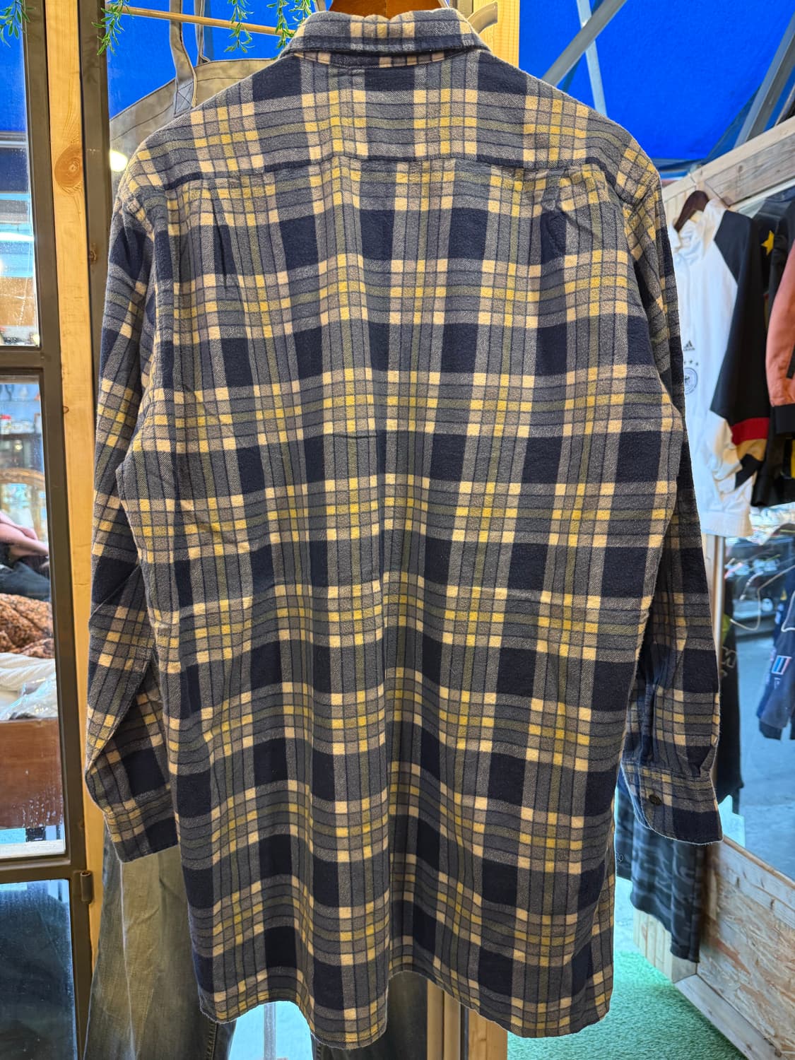 빈티지 블루 플란넬 체크셔츠 상품이미지3