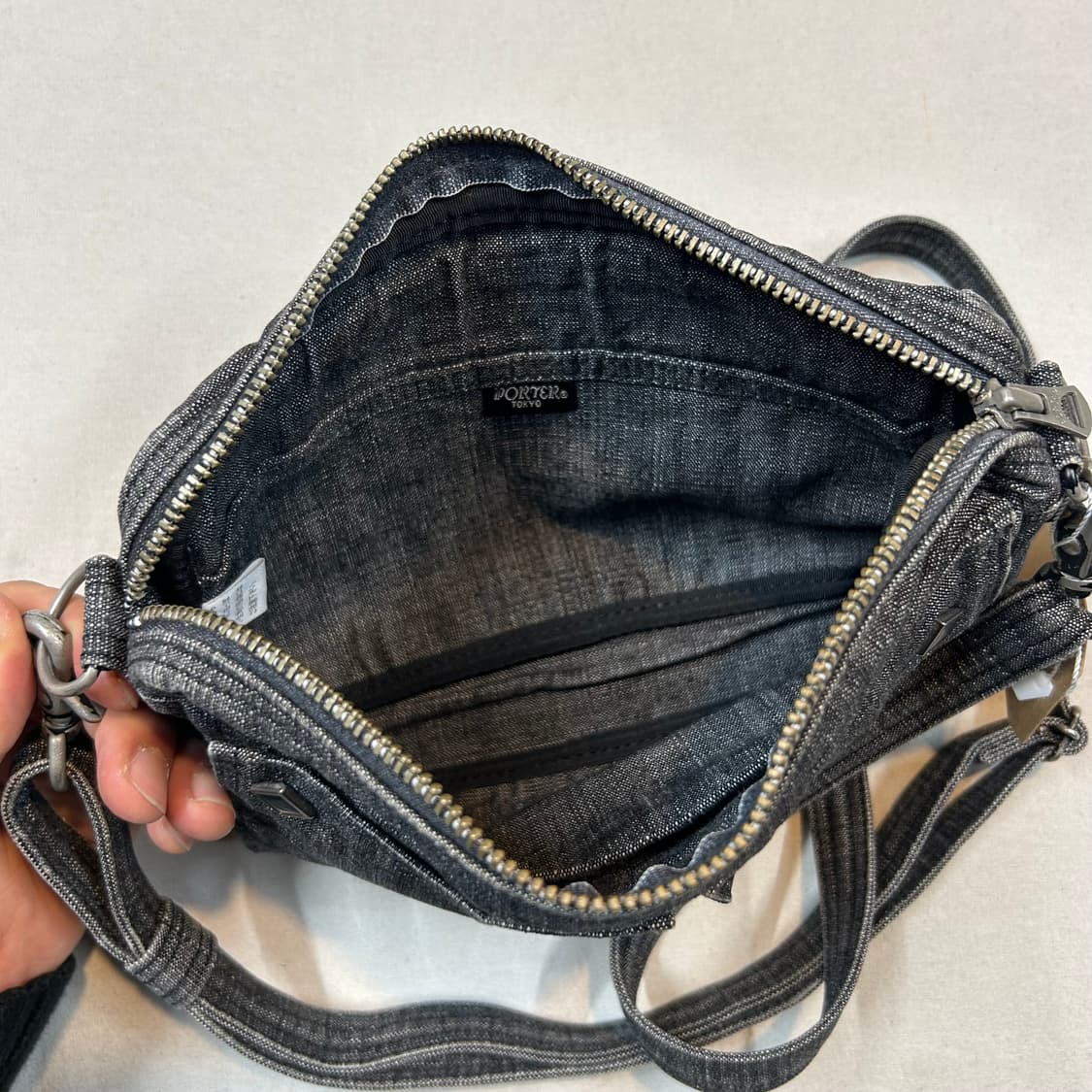 요시다 포터 온스 코튼 흑청 데님 숄더백 크로스백 V3 상품이미지6