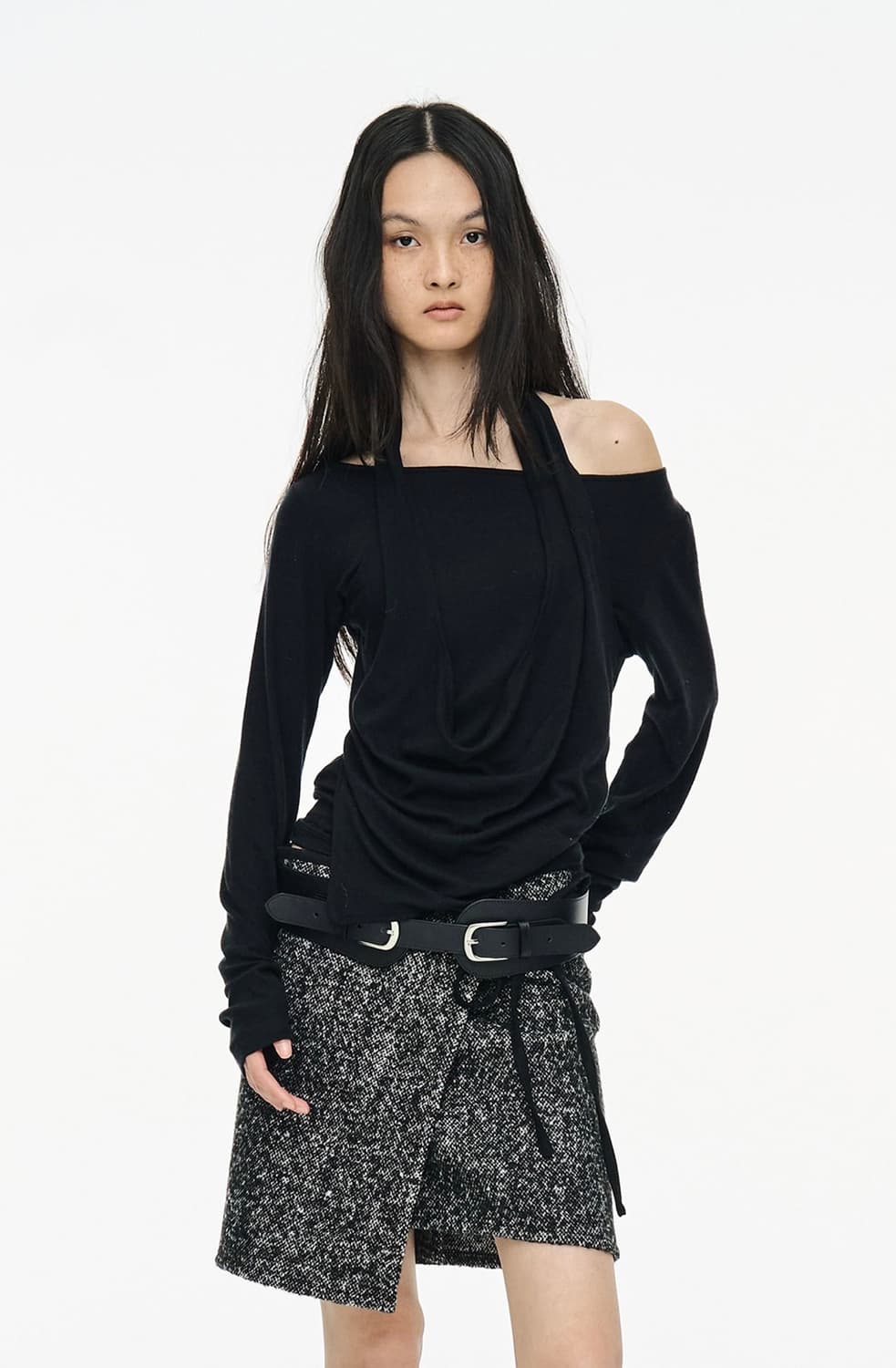 CERRIC Buckle Curve Belt _ Black 상품이미지2