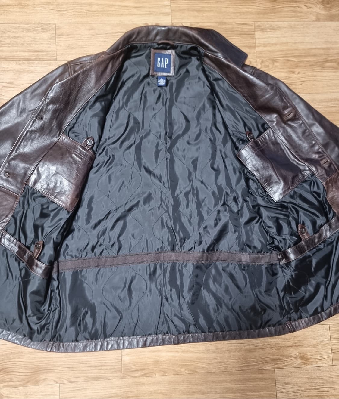 올드 갭 old gap 빈티지 레더 카코트 다크 브라운 L 상품이미지4
