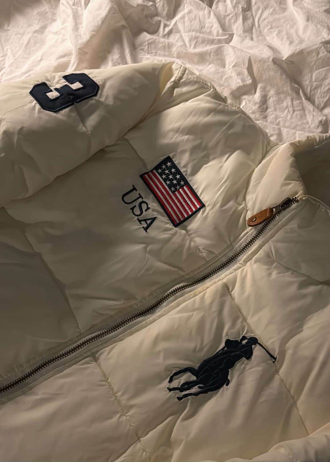 폴로 빅포니 성조기 패딩 크림 상품이미지3