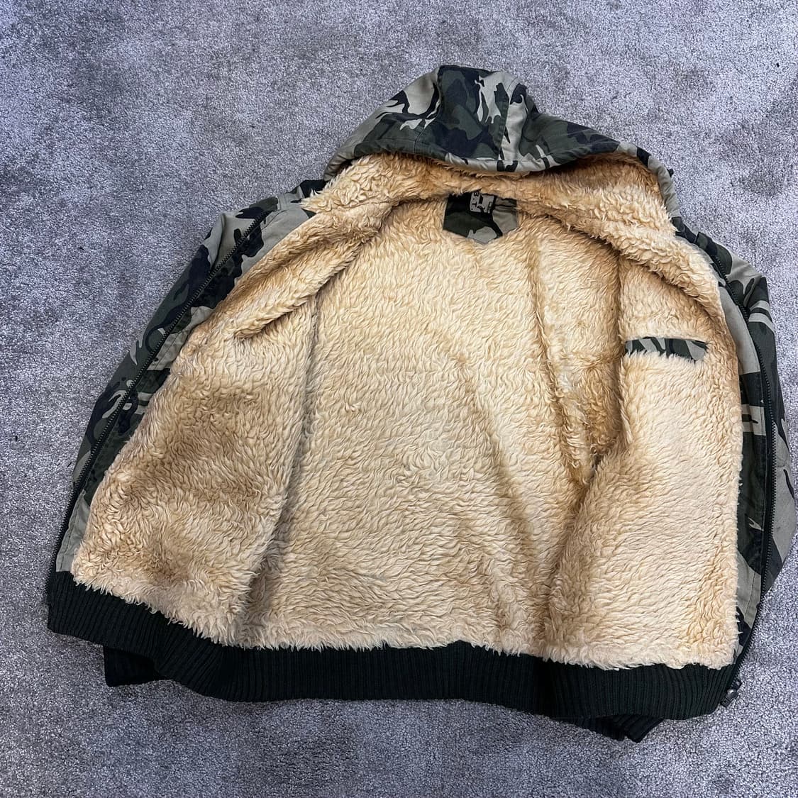 빈티지 푸마 카모플라주 쉐르파 후드집업L 상품이미지5