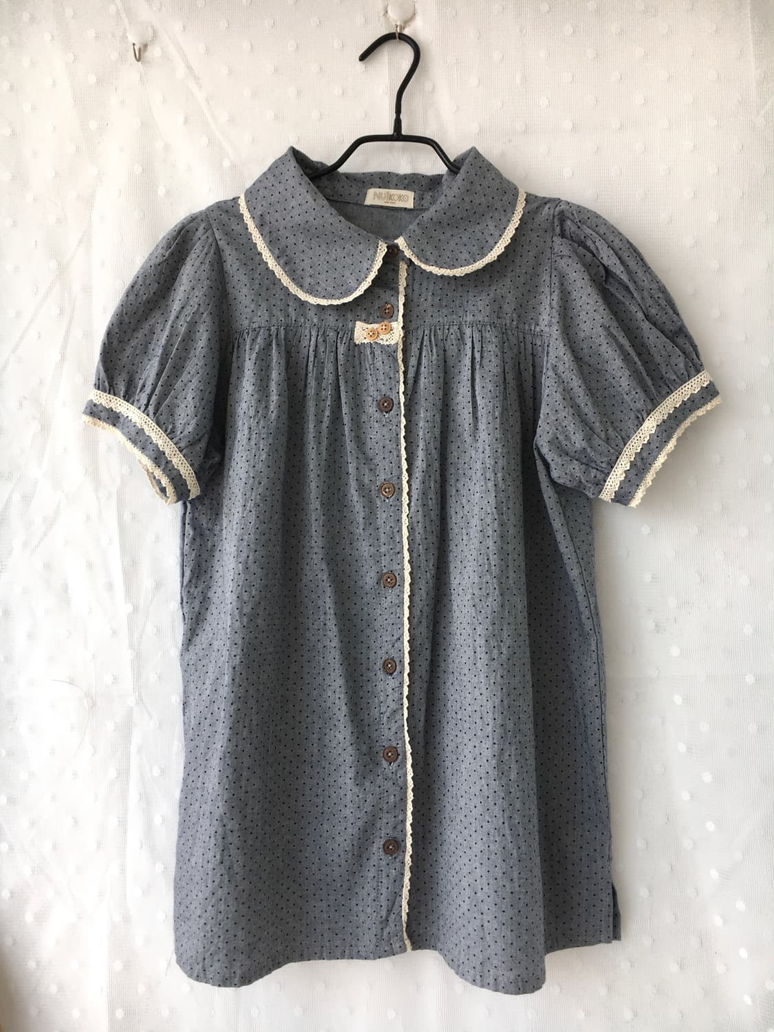 [Hand Made] 핸드메이드 도트 반팔 블라우스 모리걸 상품이미지3