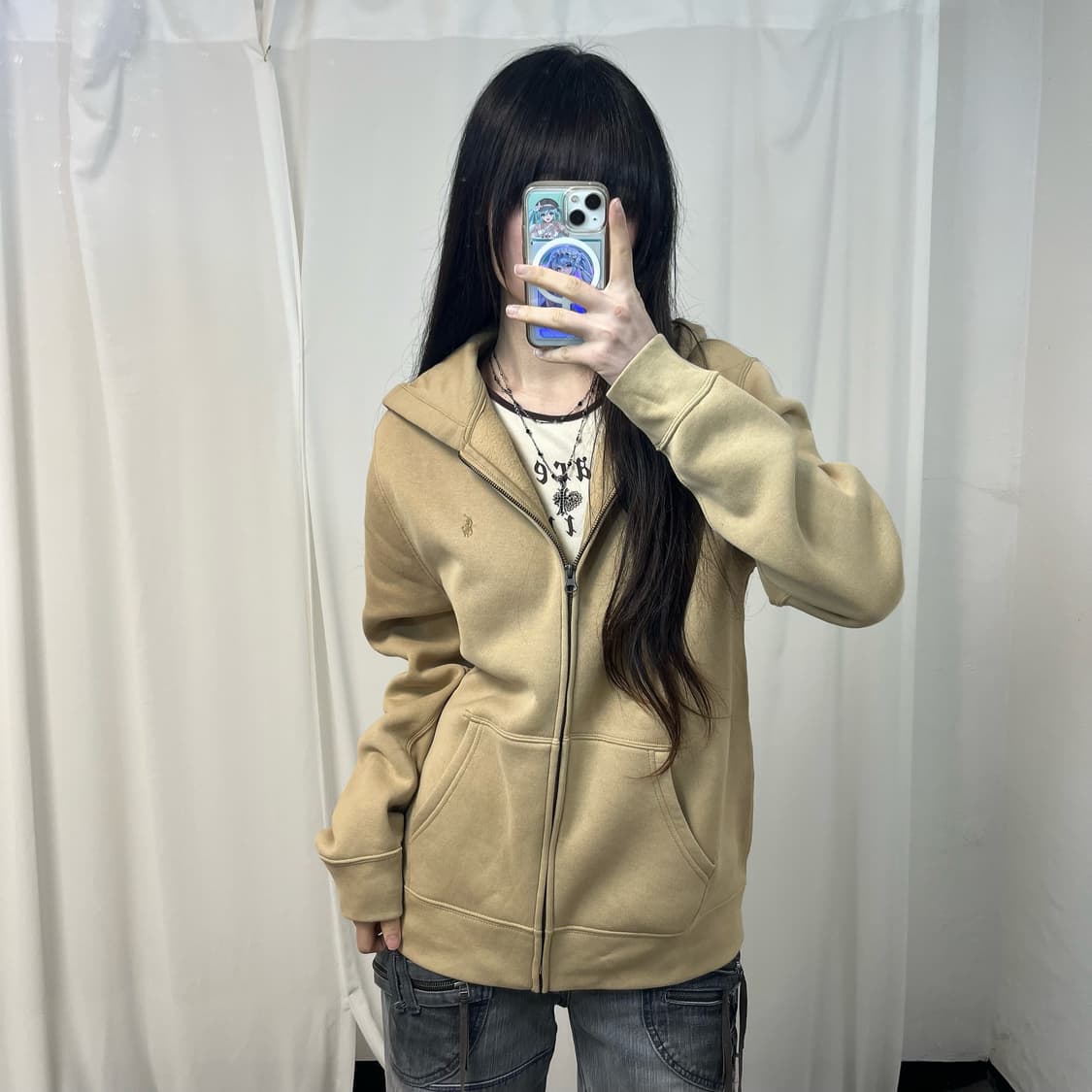 Polo Ralph Lauren beige zip-up hoodie 상품이미지1