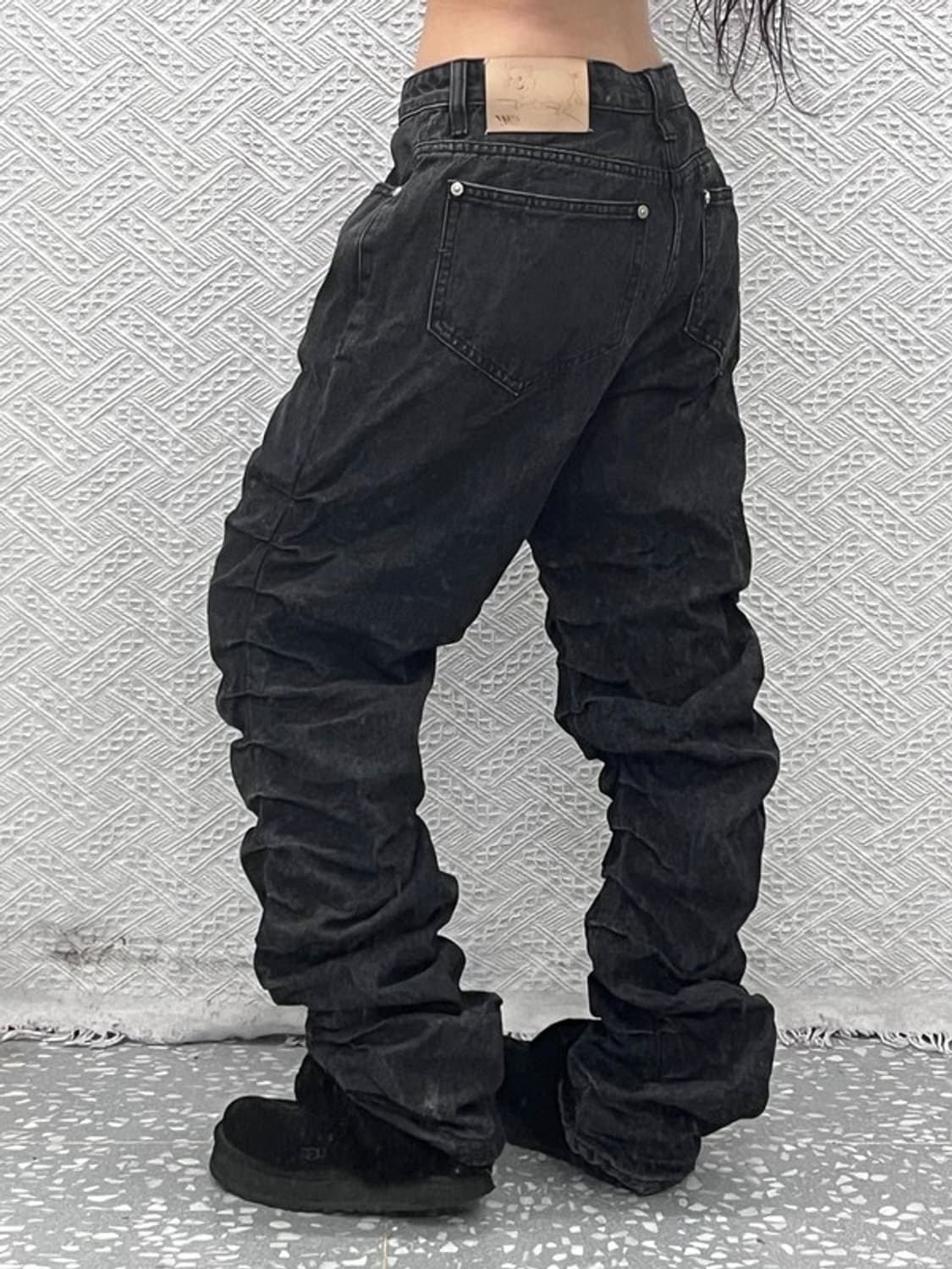 노메뉴얼 스트릿 펑크 드레이프 곱창 흑청 데님팬츠 M C10929 상품이미지1