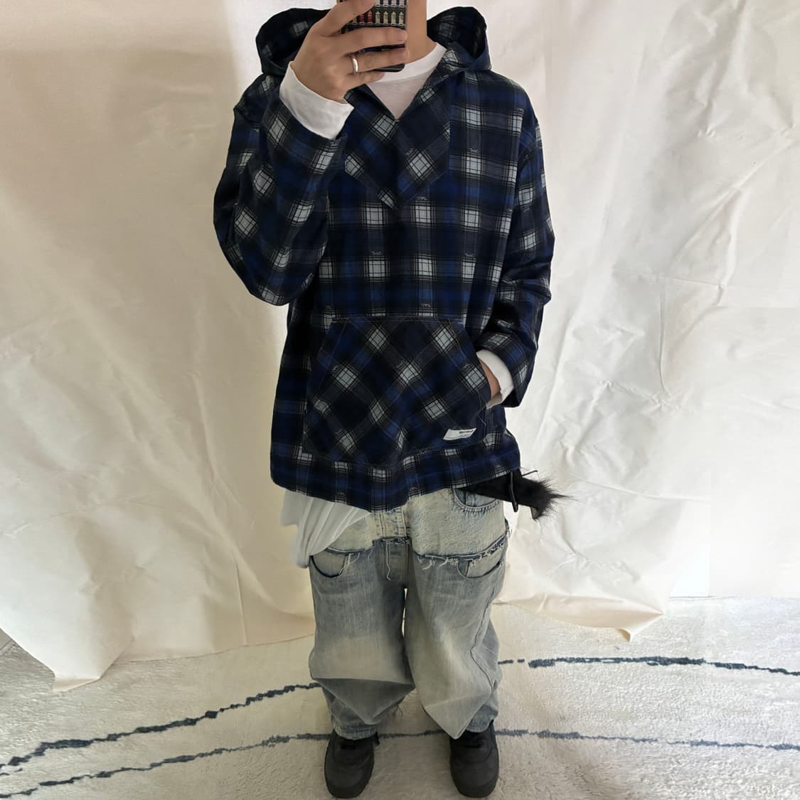 Schott Ombre Check Plaid Anorak Hoodie  상품이미지2