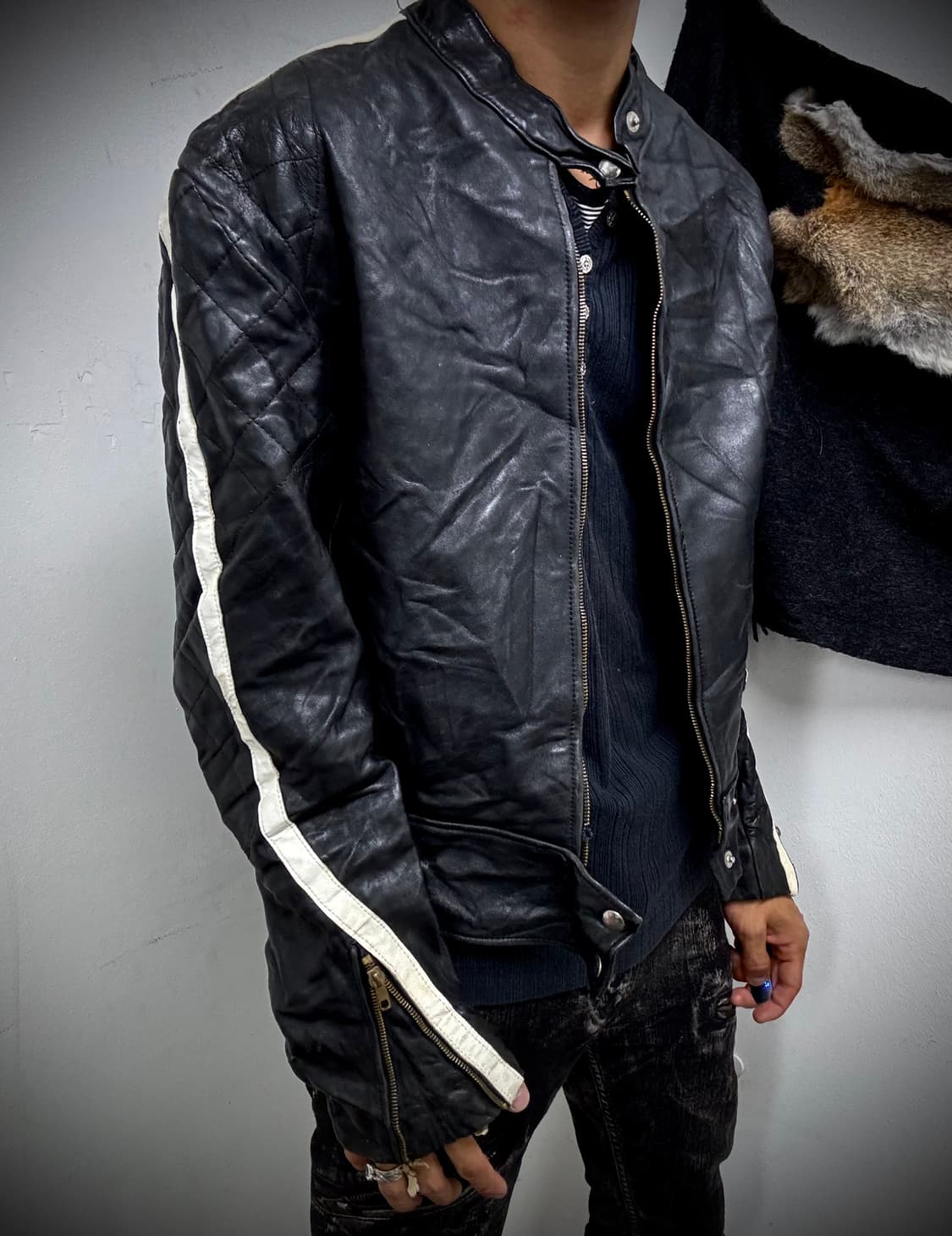 “Vintage” Chic Mood Zipper Detail Leathe 상품이미지7