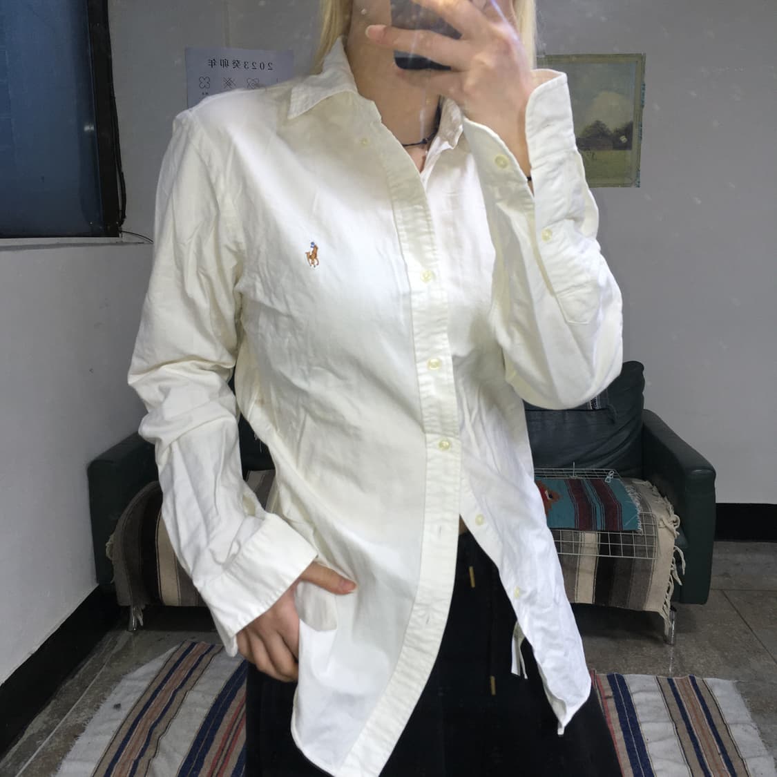 투티/0386 폴로 랄프로렌 긴팔 옥스포드 셔츠 자수 로고 슬림핏 상품이미지1