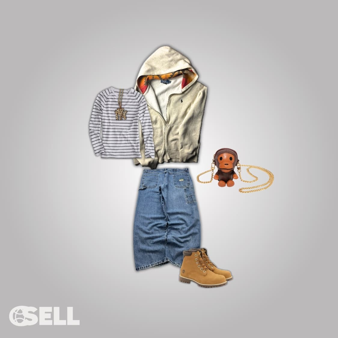 폴로 안감패턴 후드집업 상품이미지2